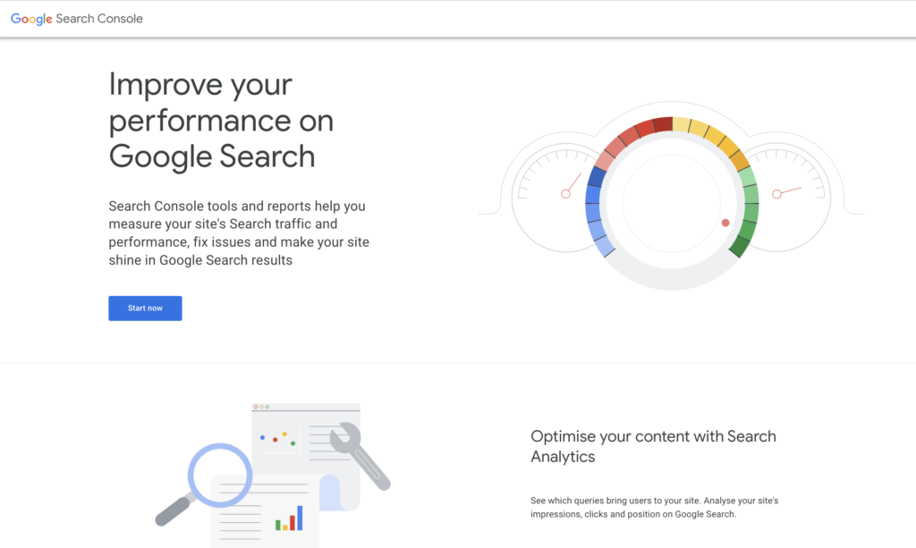 Google-search-console landing page
