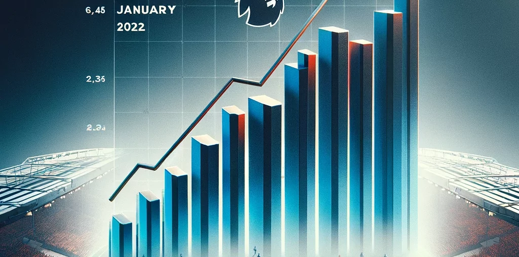 DALL·E 2024-01-25 11.20.03 - Create an image that visualises the contrast in Premier League transfer spending between January 2023 and January 2024. The image should include a g
