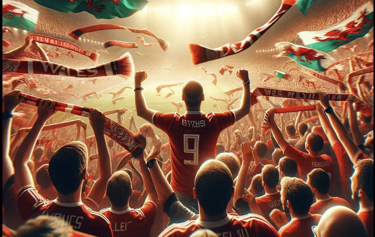 crowd of Welsh football supporters